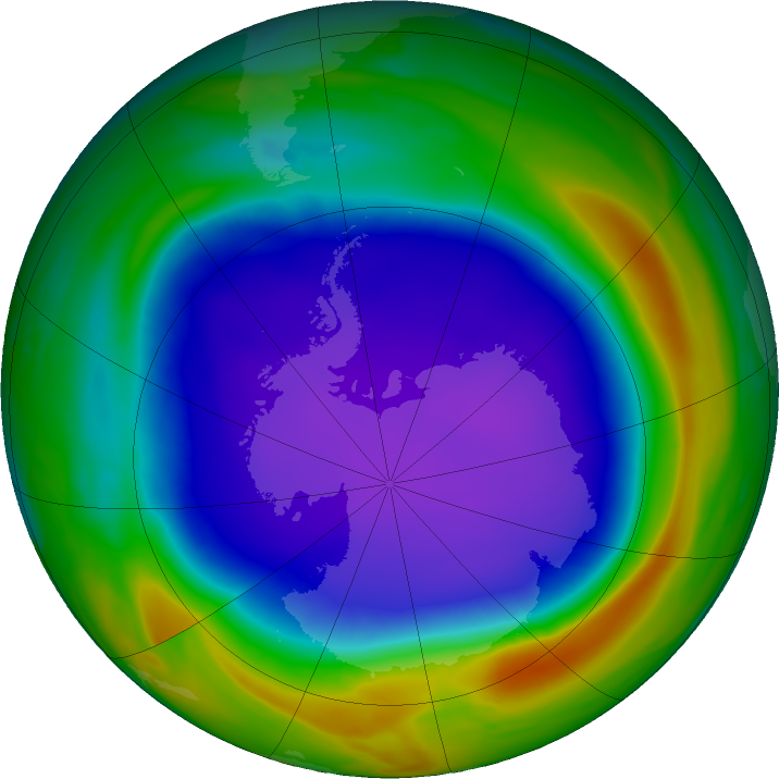 Antarctic ozone map for 12 October 2021